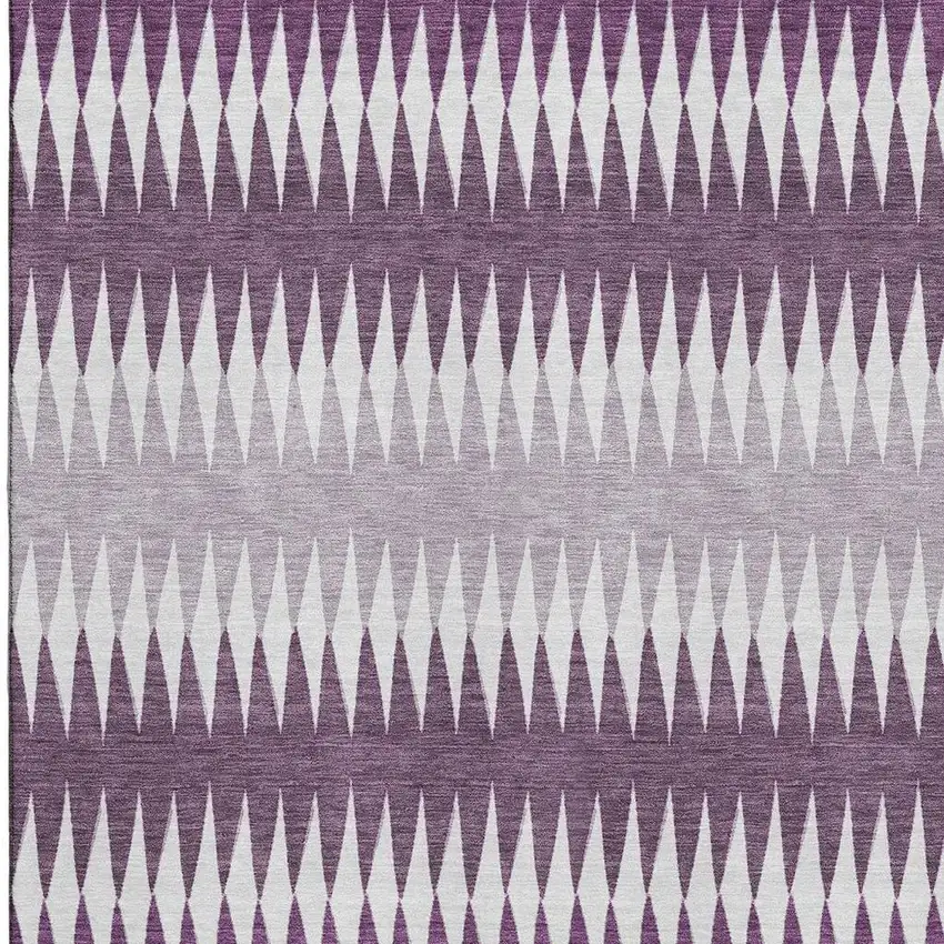 Purple And Silver Striped Washable Area Rug With UV Protection Photo 4