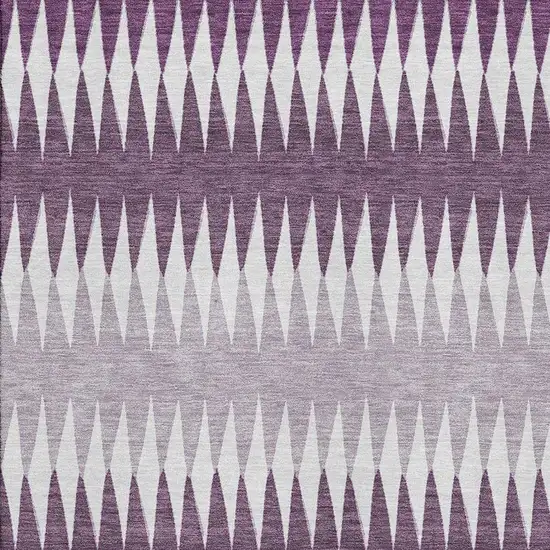 Purple And Silver Striped Washable Area Rug With UV Protection Photo 3