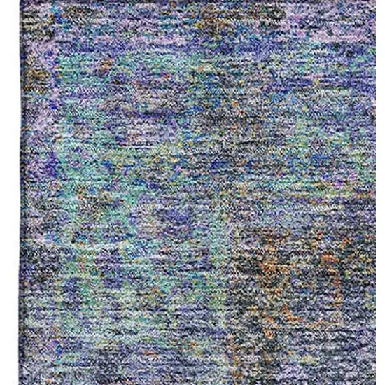 Purple And Teal Medallion Washable Area Rug With UV Protection Photo 4