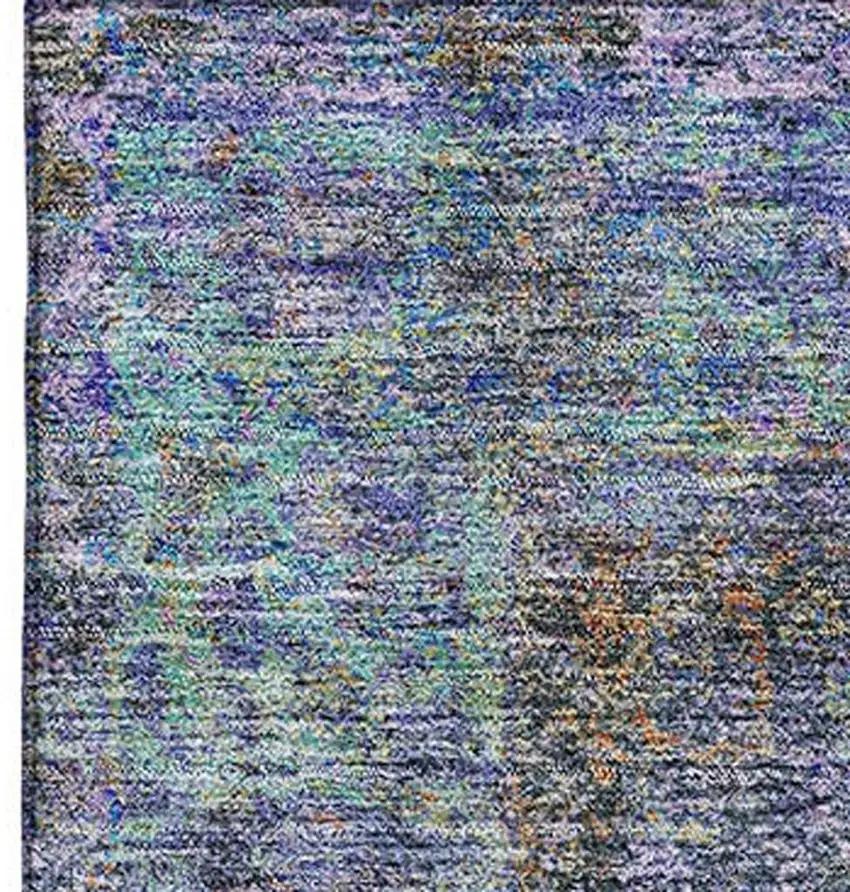 Purple And Teal Medallion Washable Area Rug With UV Protection Photo 4