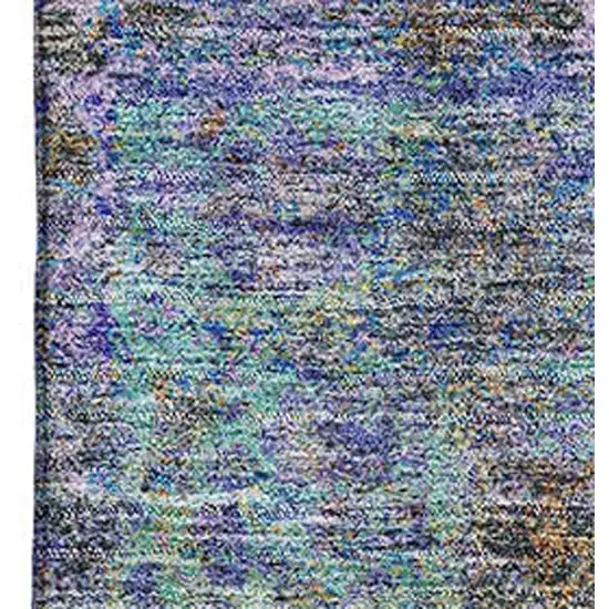 Purple And Teal Medallion Washable Area Rug With UV Protection Photo 3