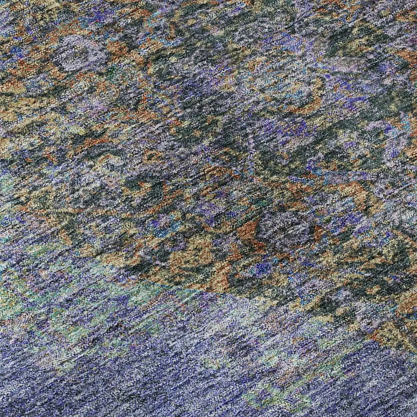 Purple And Teal Medallion Washable Area Rug With UV Protection Photo 8