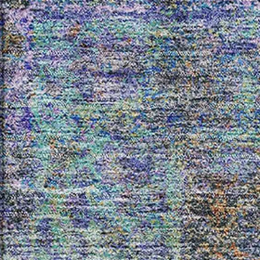 Purple And Teal Medallion Washable Area Rug With UV Protection Photo 3