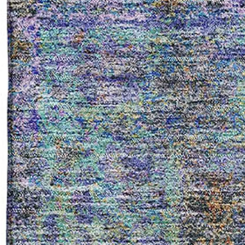 Purple And Teal Medallion Washable Area Rug With UV Protection Photo 3