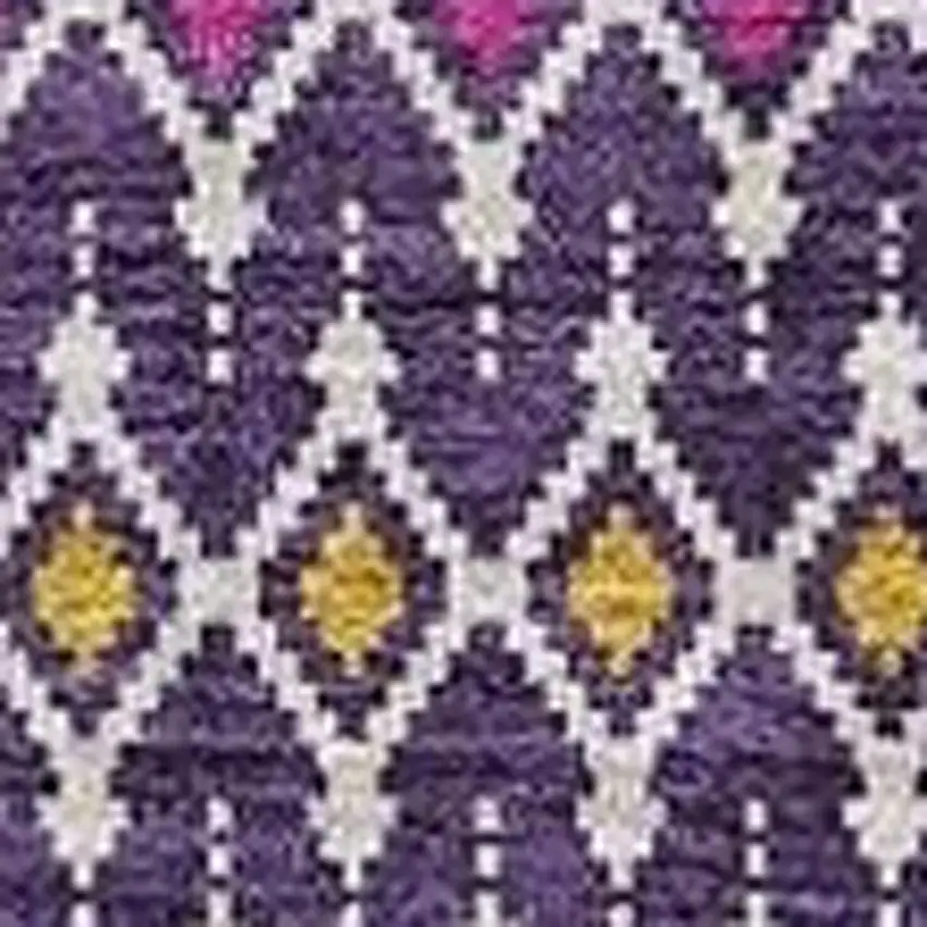 Purple And Yellow Tribal Washable Area Rug With UV Protection Photo 4