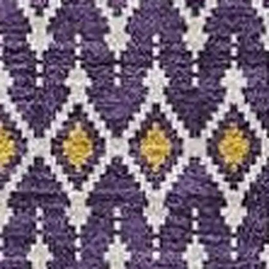 Purple And Yellow Tribal Washable Area Rug With UV Protection Photo 5
