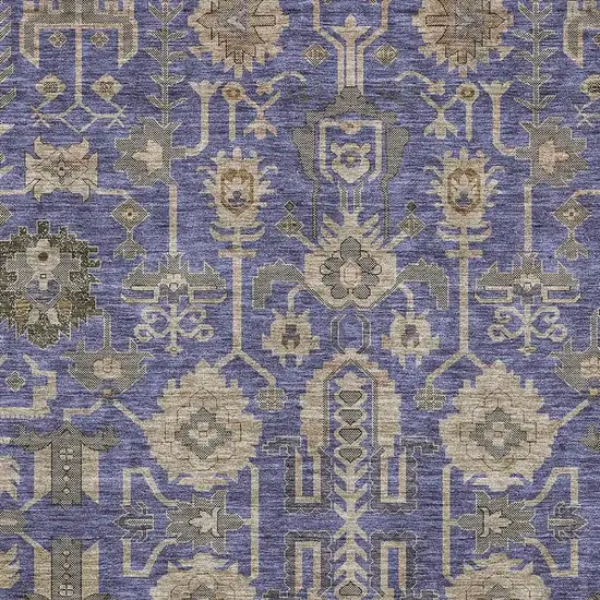 Purple Beige And Charcoal Oriental Washable Area Rug With UV Protection Photo 2