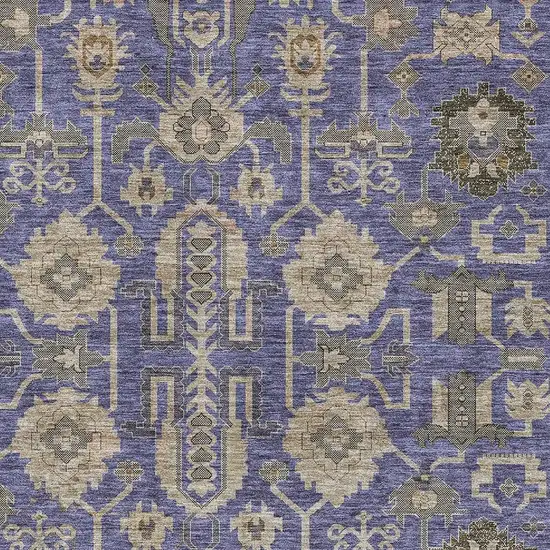 Purple Beige And Charcoal Oriental Washable Area Rug With UV Protection Photo 2