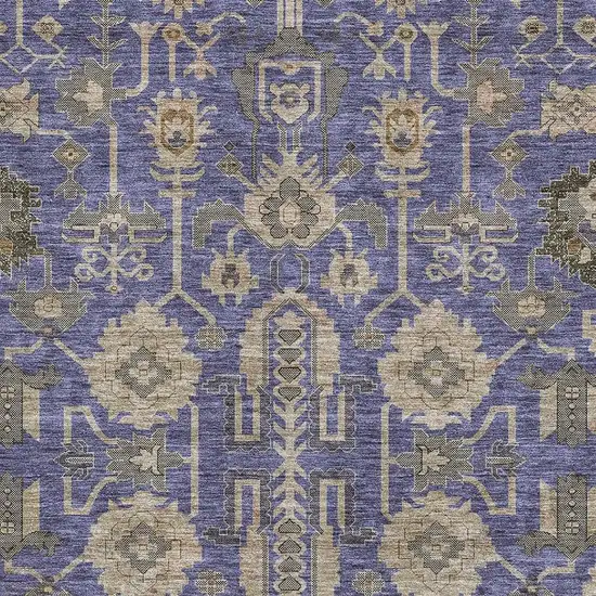 Purple Beige And Charcoal Oriental Washable Area Rug With UV Protection Photo 2