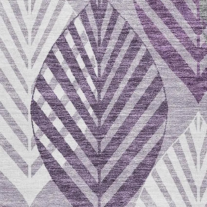 Purple Beige And Ivory Floral Washable Area Rug With UV Protection Photo 3