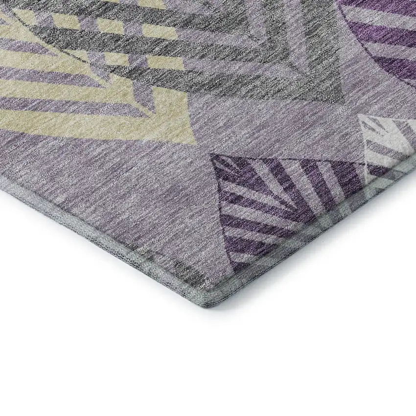 Purple Beige And Ivory Floral Washable Area Rug With UV Protection Photo 8