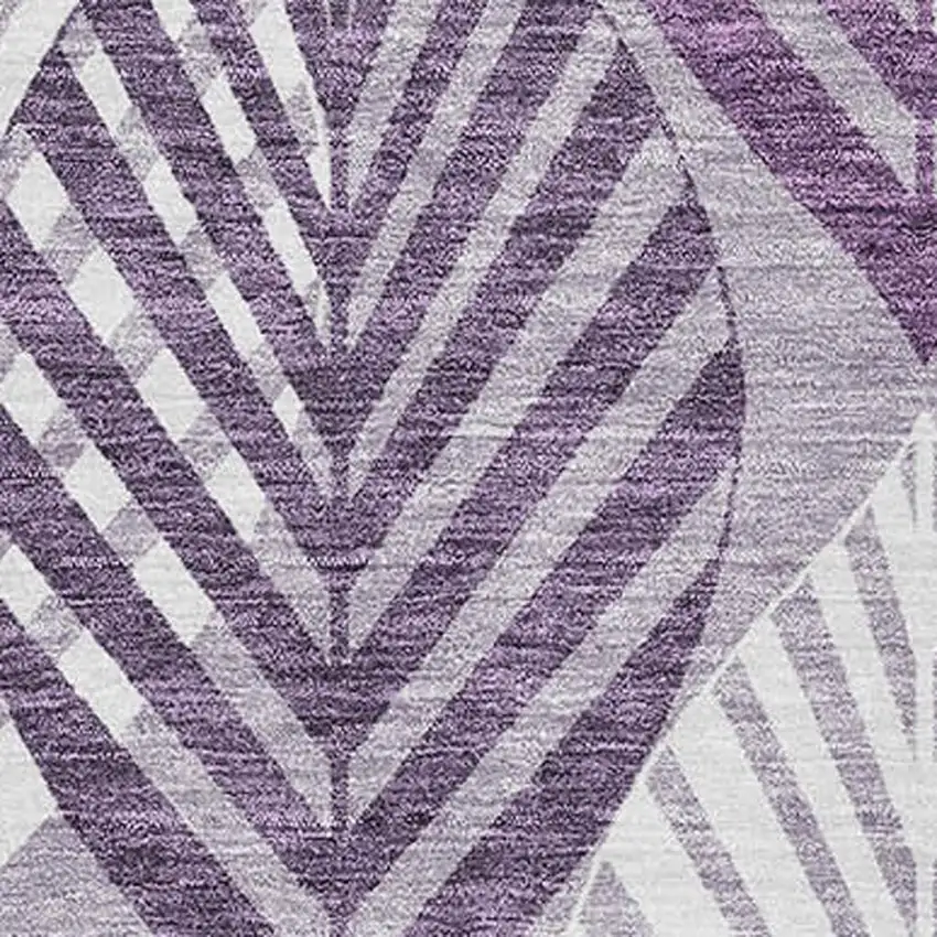 Purple Beige And Ivory Floral Washable Area Rug With UV Protection Photo 3