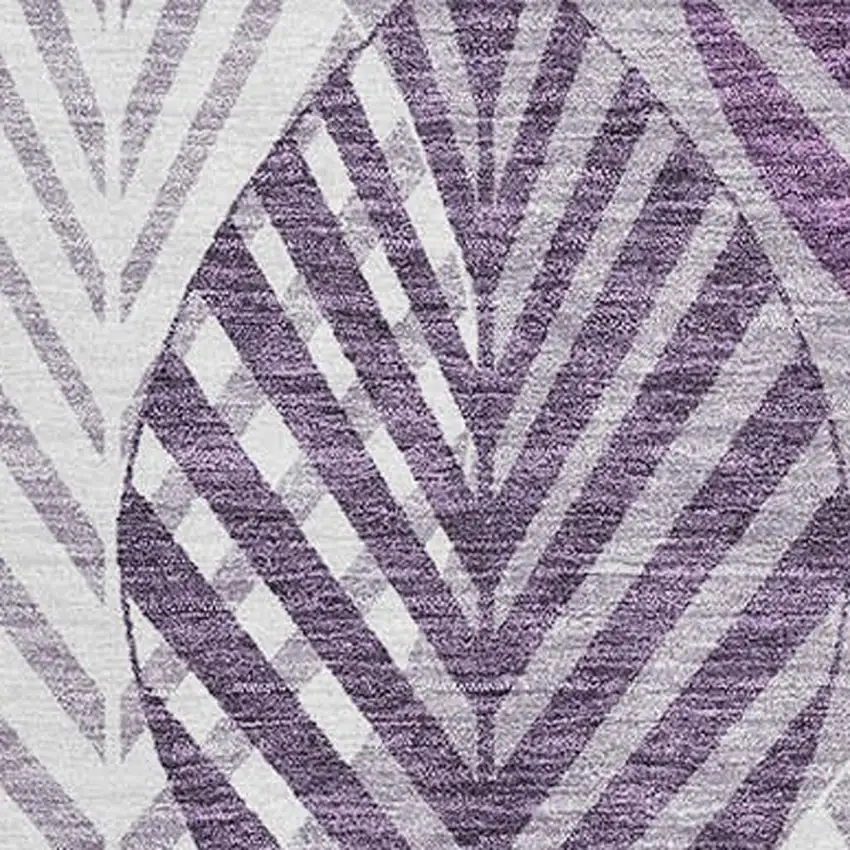 Purple Beige And Ivory Floral Washable Area Rug With UV Protection Photo 3