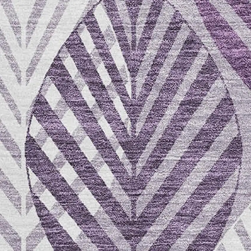 Purple Beige And Ivory Floral Washable Area Rug With UV Protection Photo 3