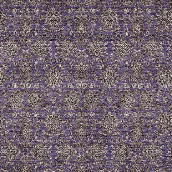 Purple Beige And Taupe Floral Washable Indoor Outdoor Area Rug Photo 7