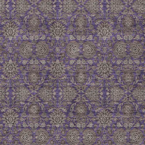Purple Beige And Taupe Floral Washable Indoor Outdoor Area Rug Photo 5