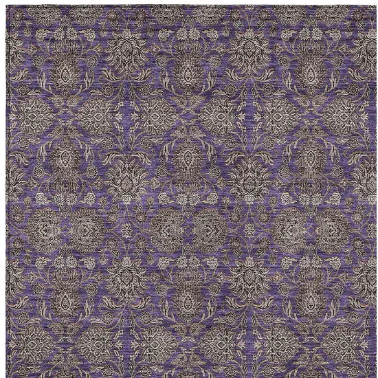 Purple Beige And Taupe Floral Washable Indoor Outdoor Area Rug Photo 4