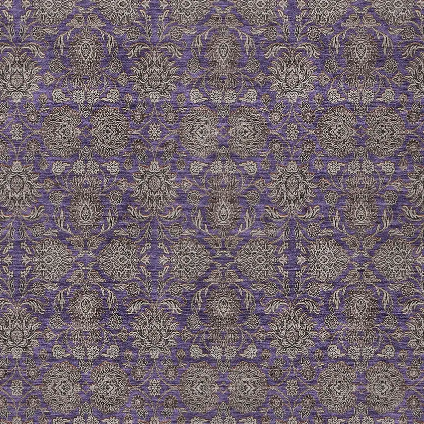 Purple Beige And Taupe Floral Washable Indoor Outdoor Area Rug Photo 4