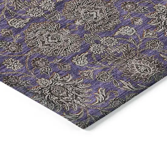 Purple Beige And Taupe Floral Washable Indoor Outdoor Area Rug Photo 3