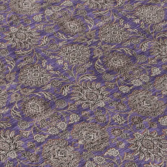 Purple Beige And Taupe Floral Washable Indoor Outdoor Area Rug Photo 7