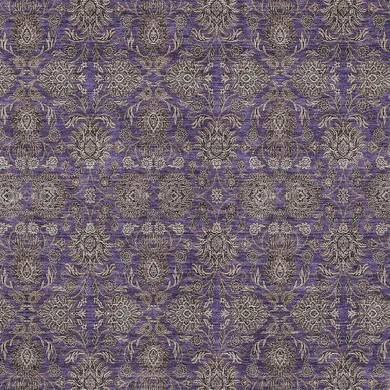 Purple Beige And Taupe Floral Washable Indoor Outdoor Area Rug Photo 4