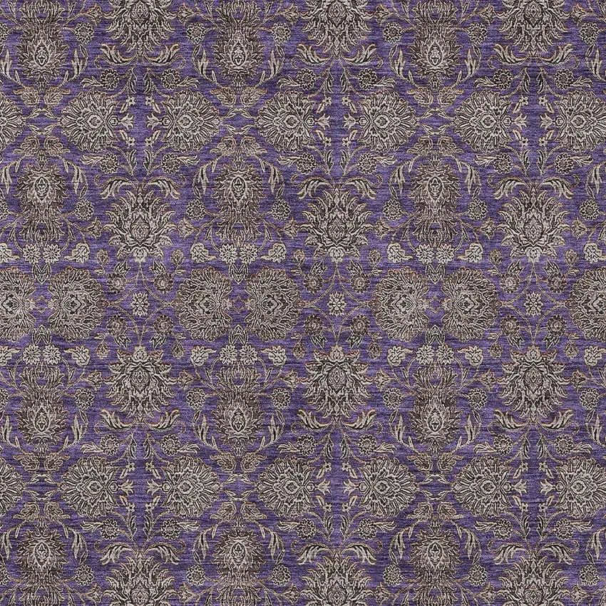 Purple Beige And Taupe Floral Washable Indoor Outdoor Area Rug Photo 4