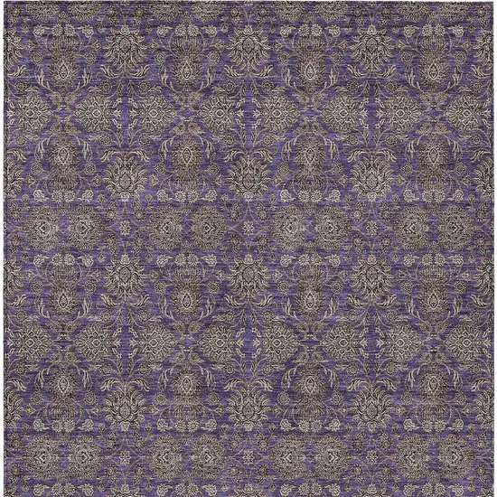 Purple Beige And Taupe Floral Washable Indoor Outdoor Area Rug Photo 5