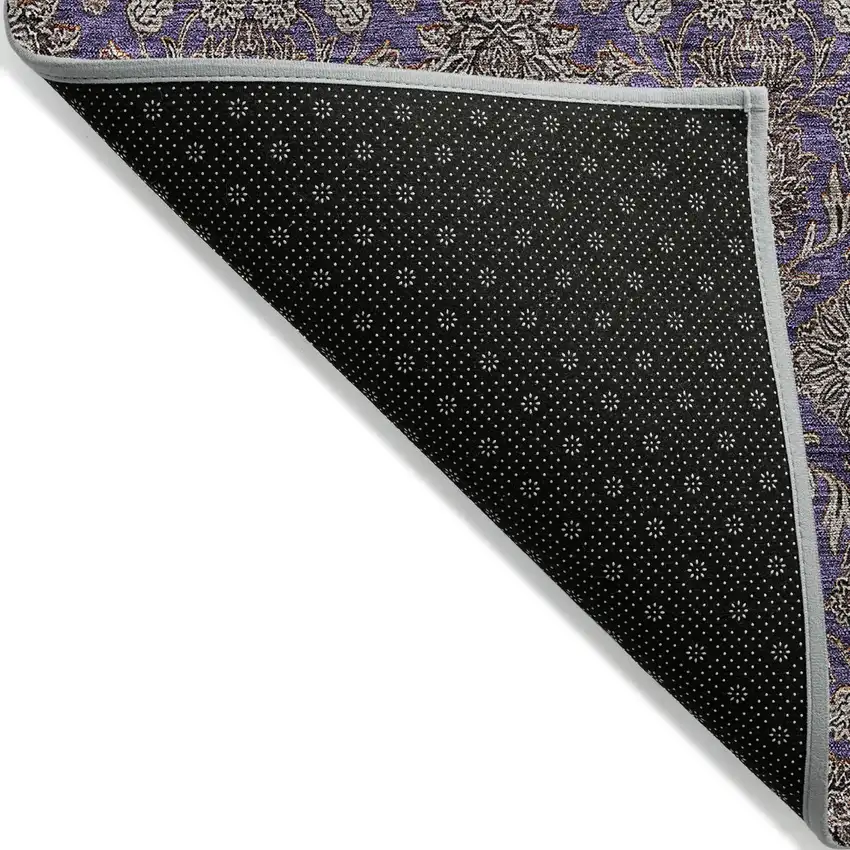 Purple Beige And Taupe Floral Washable Indoor Outdoor Area Rug Photo 2