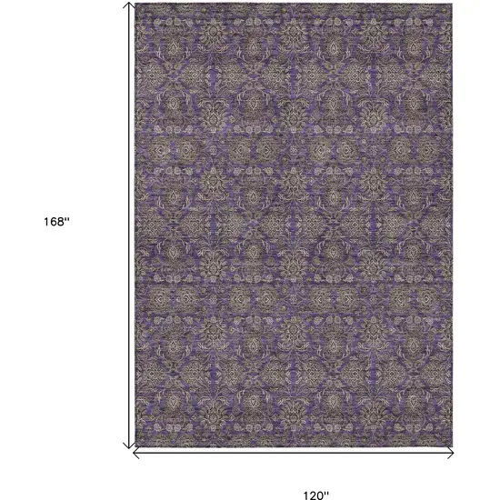 Purple Beige And Taupe Floral Washable Indoor Outdoor Area Rug Photo 9