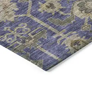 Photo of Purple Beige And Taupe Oriental Washable Indoor Outdoor Area Rug