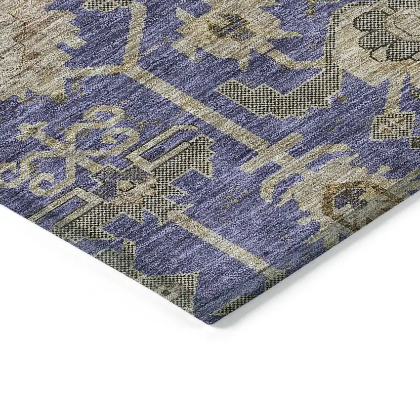 Purple Beige And Taupe Oriental Washable Indoor Outdoor Area Rug Photo 3