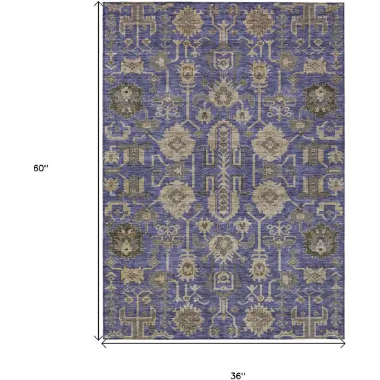 Purple Beige And Taupe Oriental Washable Indoor Outdoor Area Rug Photo 3