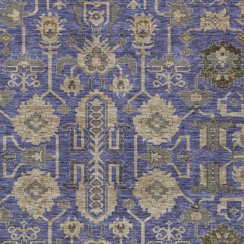 Purple Beige And Taupe Oriental Washable Indoor Outdoor Area Rug Photo 5