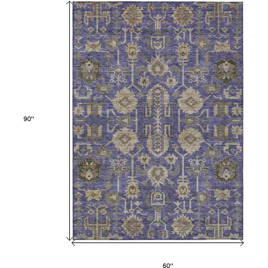 Purple Beige And Taupe Oriental Washable Indoor Outdoor Area Rug Photo 3