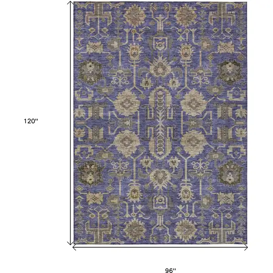 Purple Beige And Taupe Oriental Washable Indoor Outdoor Area Rug Photo 3