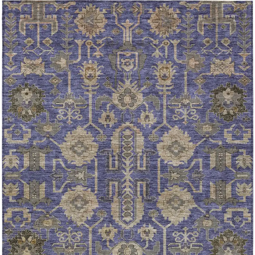 Purple Beige And Taupe Oriental Washable Indoor Outdoor Area Rug Photo 5