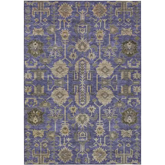 Purple Beige And Taupe Oriental Washable Indoor Outdoor Area Rug Photo 1