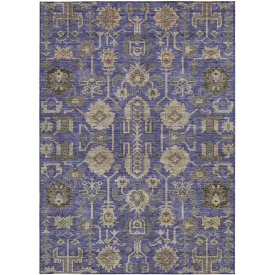 Purple Beige And Taupe Oriental Washable Indoor Outdoor Area Rug Photo 6