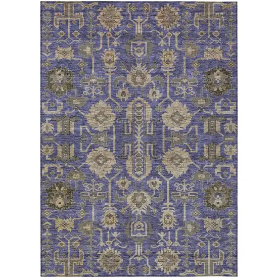 Purple Beige And Taupe Oriental Washable Indoor Outdoor Area Rug Photo 1