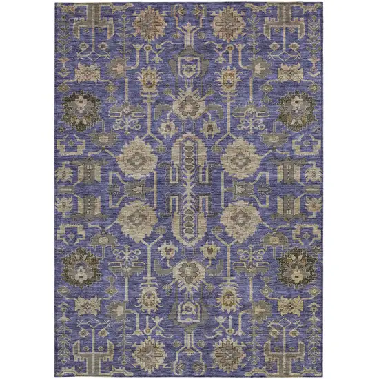 Purple Beige And Taupe Oriental Washable Indoor Outdoor Area Rug Photo 5
