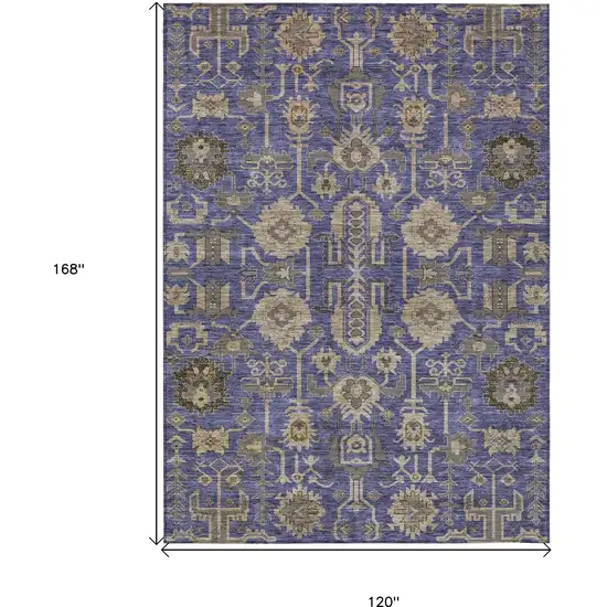 Purple Beige And Taupe Oriental Washable Indoor Outdoor Area Rug Photo 2