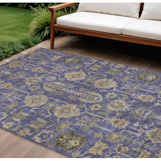 Purple Beige And Taupe Oriental Washable Indoor Outdoor Area Rug Photo 5