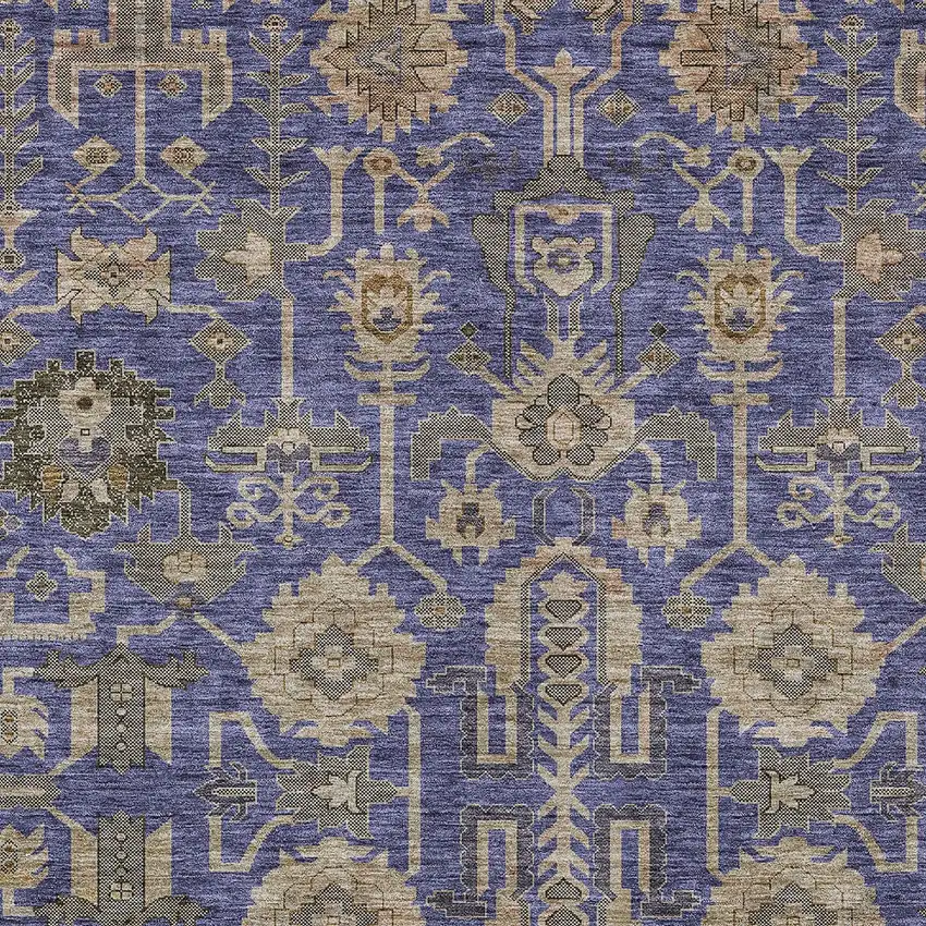Purple Beige And Taupe Oriental Washable Indoor Outdoor Area Rug Photo 5