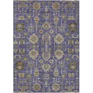 Photo of Purple Beige And Taupe Oriental Washable Indoor Outdoor Area Rug