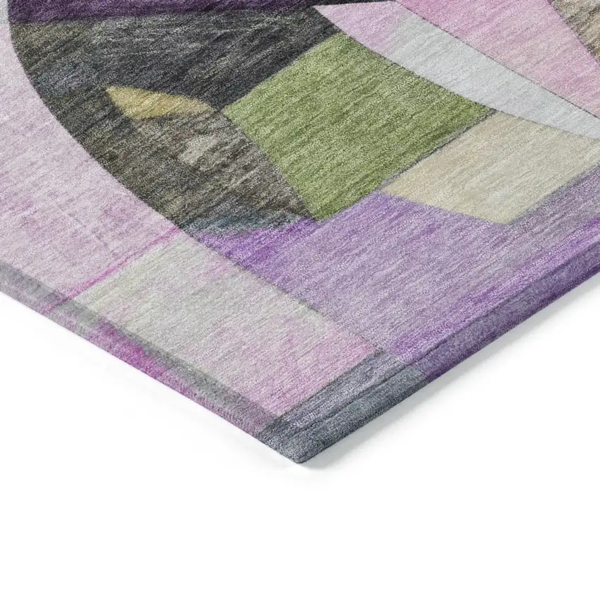 Purple Black And Lavender Abstract Washable Indoor Outdoor Area Rug Photo 6