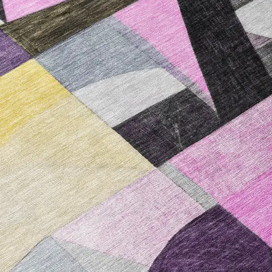 Purple Black And Lavender Abstract Washable Indoor Outdoor Area Rug Photo 9