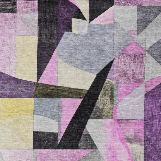 Purple Black And Lavender Abstract Washable Indoor Outdoor Area Rug Photo 3