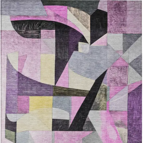Purple Black And Lavender Abstract Washable Indoor Outdoor Area Rug Photo 8