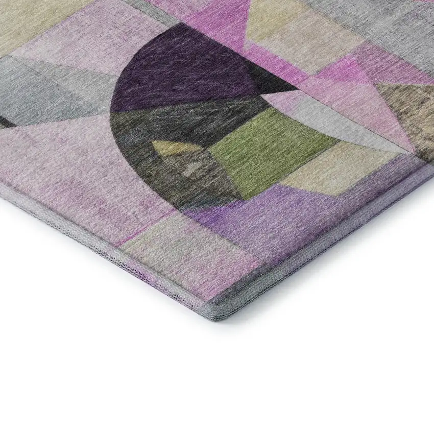 Purple Black And Yellow Abstract Washable Area Rug With UV Protection Photo 7