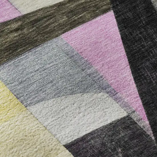 Purple Black And Yellow Abstract Washable Area Rug With UV Protection Photo 9